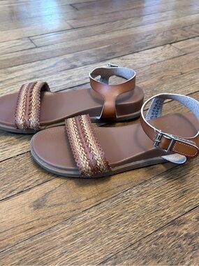 MIA Brown Braided Strap Girls Sandals